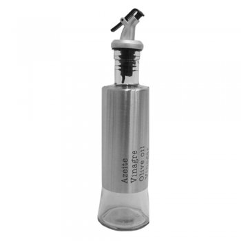 Galheteiro azeite ou vinagre garrafa em vidro revestida em inox 140ml - CZ19012