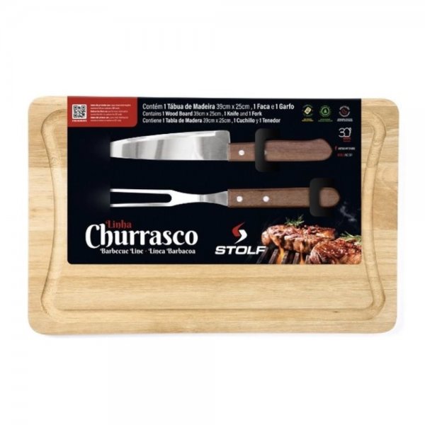 Garfo Grande Em Aço Inox Churrasco / Cozinha 33cm