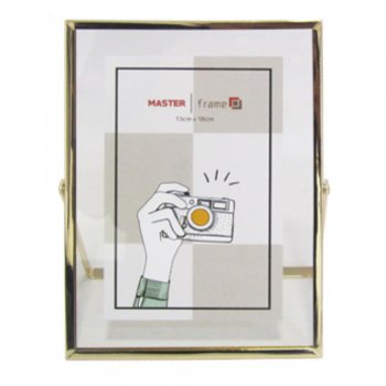 Porta Retrato 13x18 com moldura de metal vertical lisa dourado - Rio Master - LMT9055
