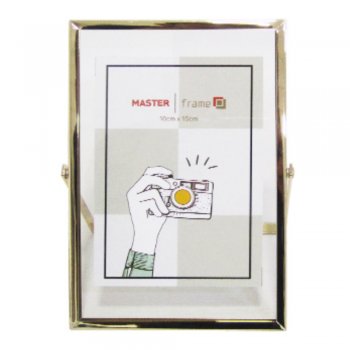 Porta Retrato 10x15 com moldura de metal vertical liso dourado - Rio Master - LMT9053